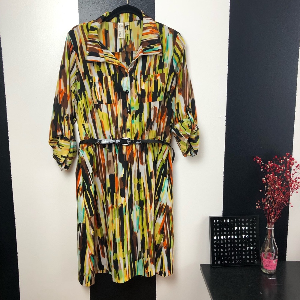 Multi-colored midi dress.